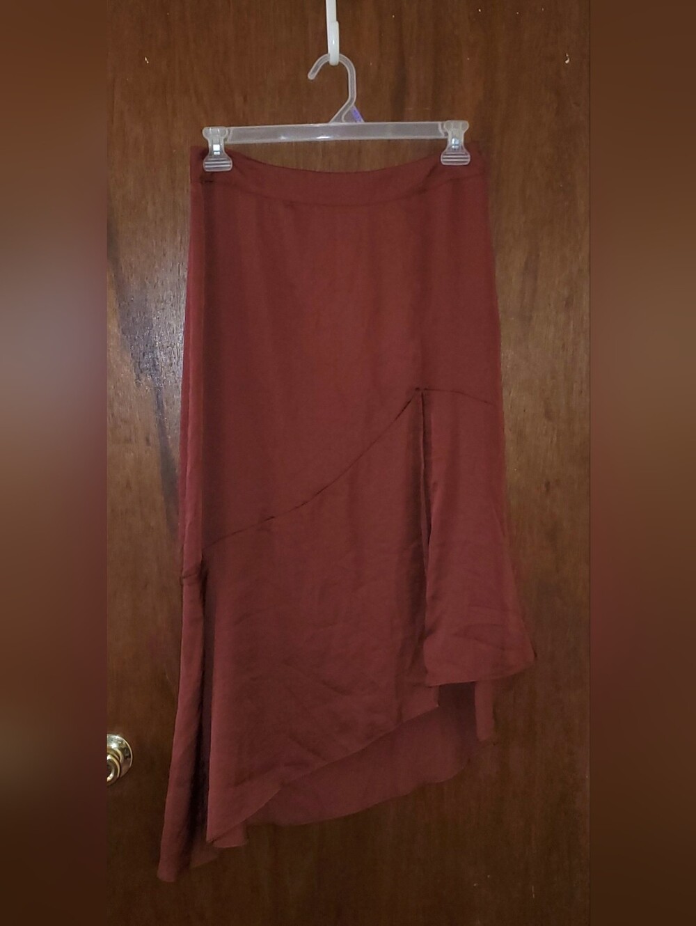 NWT Free People Lola Asymmetrical Slit Skirt Copper Brown Sz 12